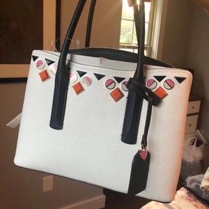 Kate Spade Medium Margaux Jeweled Leather Satchel Handbag NWT